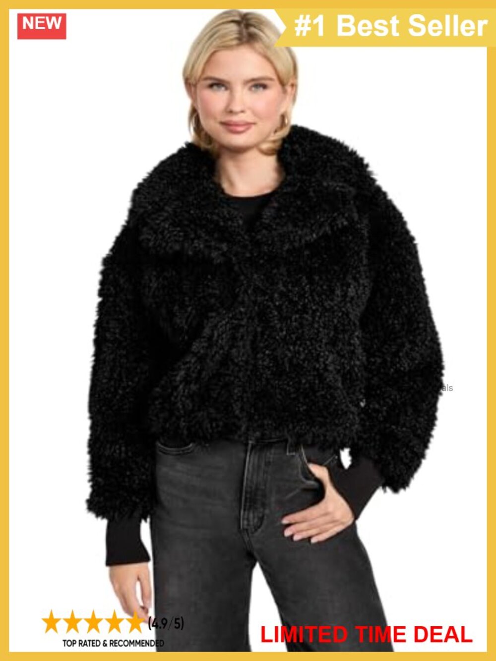 GUESS Flavie Teddy Faux Fur Cropped Jacket